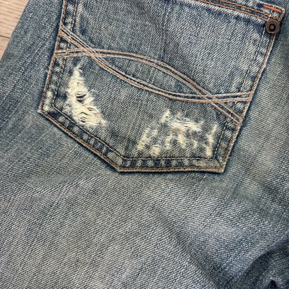 Abercrombie & Fitch Womens Low Rise Jean Shorts Y2K Long Bermuda Distress Denim
